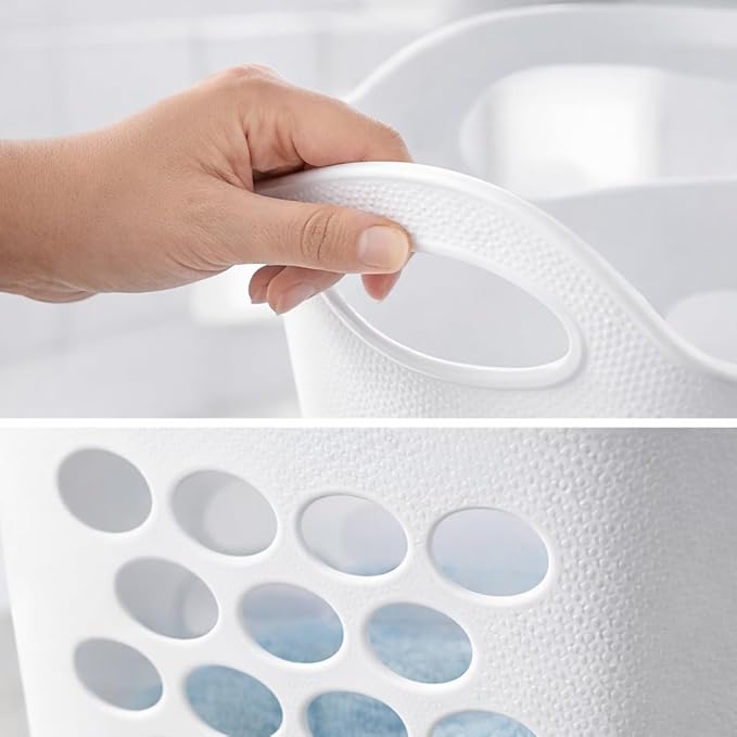 Flexible Square Laundry Hamper, Plastic Clothes Storage Basket with Handles, Breathable Design for Bedroom, Bathroom, Dorm or Laundry Room
