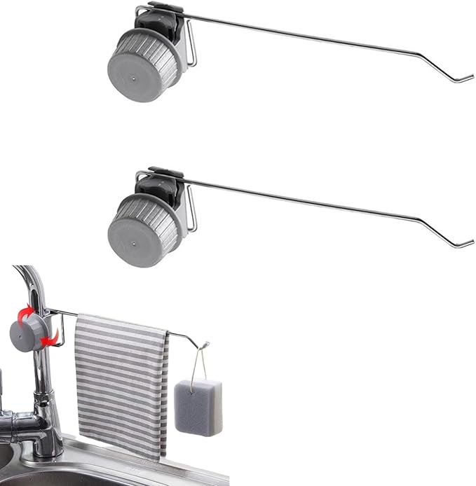Towel Holder for Kitchen Sink, 2 PCS Faucet Storage Rack Faucet Towel Bar Stainless Steel Faucet Rack Kitchen Towel Holder for Kitchen