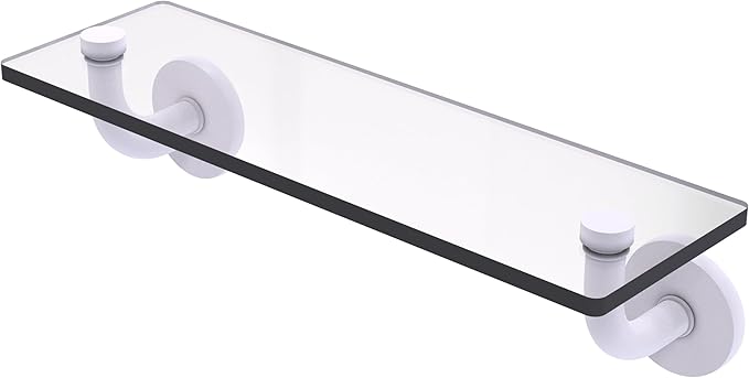 Allied Brass RM-1-16-WHM Remi Collection 16 Inch Glass Vanity Beveled Edges Shelf, Matte White