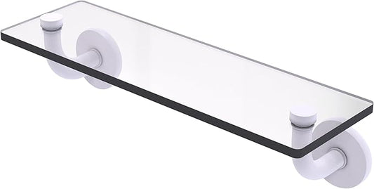 Allied Brass RM-1-16-WHM Remi Collection 16 Inch Glass Vanity Beveled Edges Shelf, Matte White
