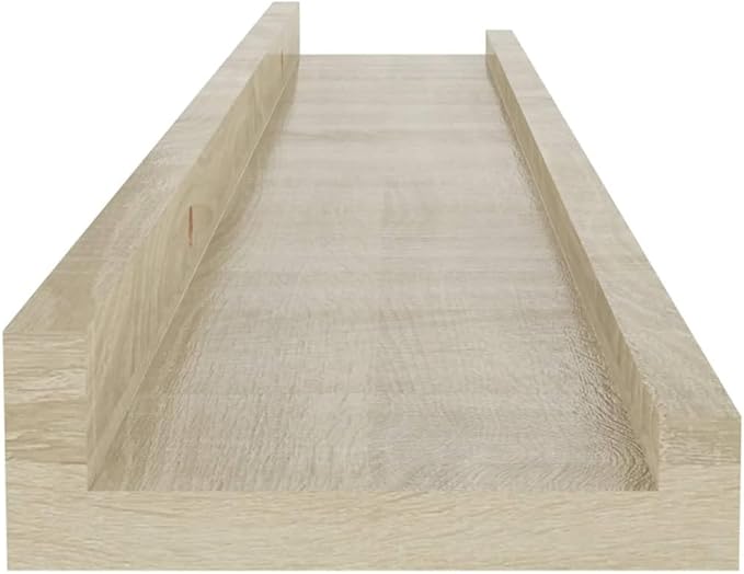 Sonoma Oak Wall Shelves 2 Pack 23.6 Inch Floating for Living Room Bedroom Bathroom Storage Display with 11lb Load Capacity Easy Installation MDF Wood Shelves