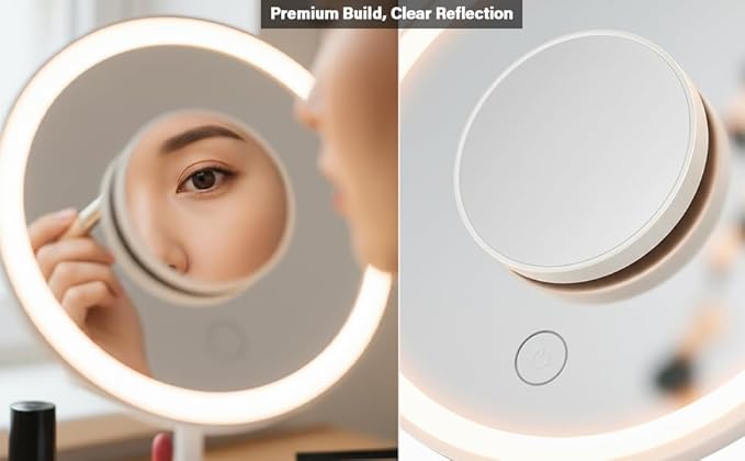 Magnifying Mirror 5X–Portable Makeup Mirror with Aluminum Lens–USB Powered–Clear HD Reflection for Beauty, Skincare & Grooming–Perfect for Home,Travel & Professional Use