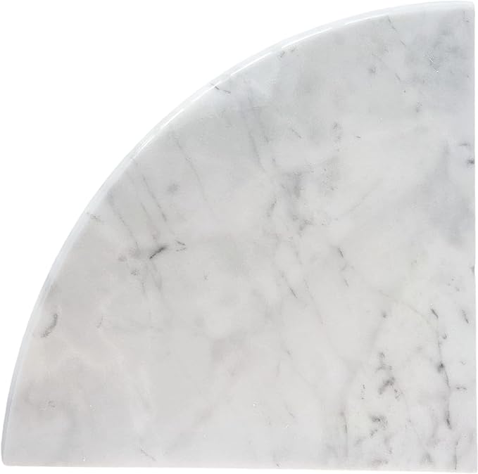 2 pcs Marble Shower Corner Shelf for Bathroom, 9 Inch Gray Veins and Soft White Marble Corner Shelves for Bath Wall Mounted Both Side Polished