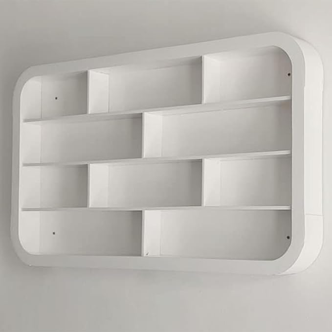 Hanging Wall Nail Polish Organizer, Floating Shelves for Salon Beauty and Manicure Shop, Wooden Nail Polish Display Rack Perfume Rack, White,A