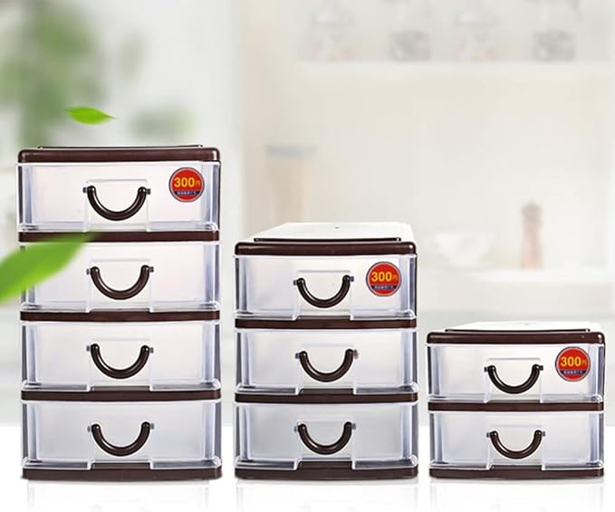 Cabilock 2layer Transparent Plastic Drawer Storage Box for Office and Home Multifunctional Organizer for Cosmetics Office Supplies and Sundries Creative Desktop Holder