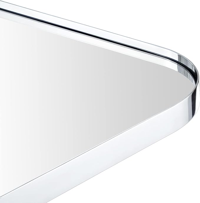 Chrome Arched Recessed Bathroom Medicine Cabinet with Mirror Stainless Steel Metal Framed Rectangular Bathroom Cabinet with Mirror 16x28.3''