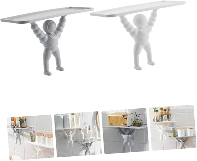 LIFKOME 2pcs Cosmetics Storage -Mounted Storage Rack Bathroom Shelf Modern Decorative