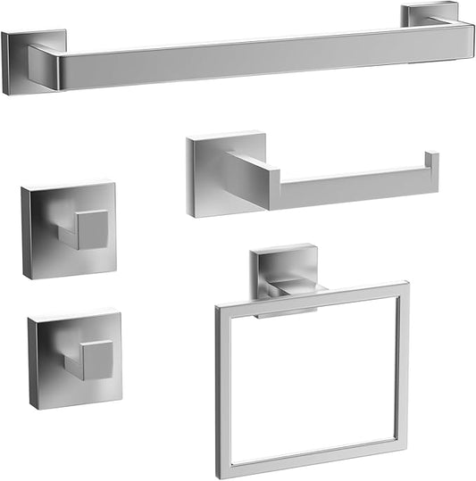 Bathroom Hardware Accessories Set of 5 Pieces, 15.6 Inch Bath Towel Bar Set, 304 Stainless Steel Bathroom Hardware Set, Towel Racks for Bathroom Wall Mounted