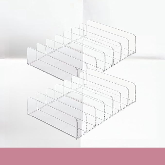 2 Pack Acrylic Eyeshadow Makeup Palette Organizer: Makeup Organizer for Drawer - 7-Section Cosmetic Display Case for Bathroom Vanity Countertop - Clear Cosmetic Organizer Storage Accessories