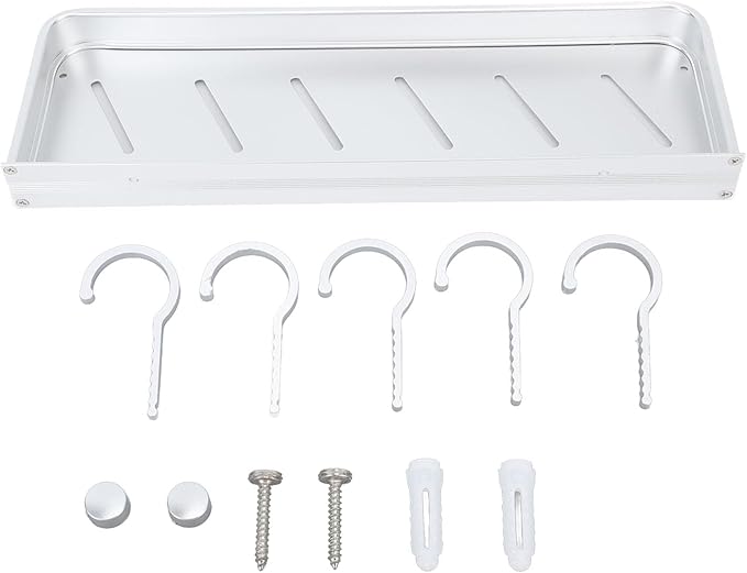 Tbest Wall Mounted Bathroom Storage Rack, Space Aluminum Shelf for Bathroom with Hooks, Drill Mounted Toilet Storage Shelf (40cm)