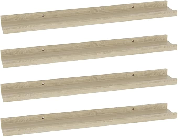 Wall Shelves Set of 4 Floating Shelves Sonoma Oak Finish 23.6 Inch for Living Room Bedroom Bathroom Storage Display Decor Organizer