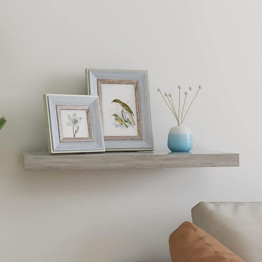 Floating Wall Shelf Concrete Gray 23.6x9.3x1.5 Invisible Mount Display Rack for Living Room Bedroom Office Decor Modern Storage Shelves