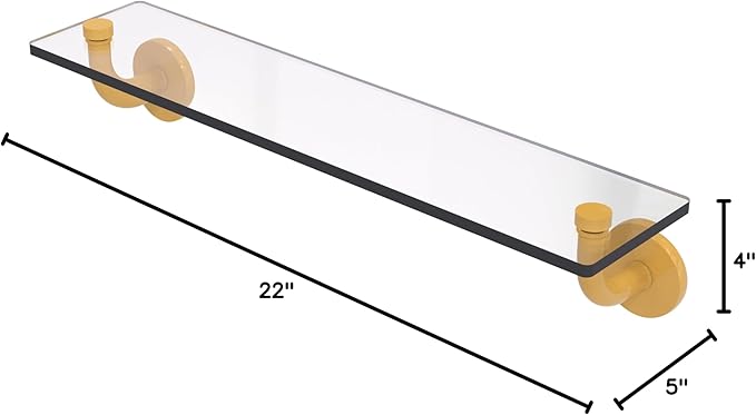 Allied Brass RM-1-22-SGL Remi Collection 22 Inch Glass Vanity Shelf with Beveled Edges, Spanish Gold