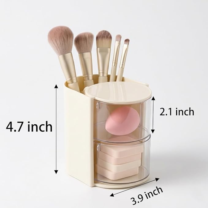 2-Layer(Yellow) Clear Hair Accessories Organizer,Hair Caddy Organizer,with Hair Brushes Holder Rotatable Small Jewelry Box for Hair Clip, Earring Necklaces, Makeup Brush, Hair Accessories.