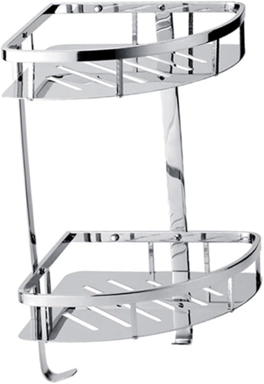 Garneck Stainless Steel Double Layer Triangle Corner Storage Rack Bathroom Organizer Shelf for Toiletries and Essentials Material Space-Saving Design