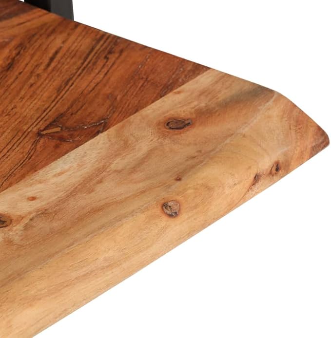 Set of 2 Live Edge Wall Shelves, Rustic Solid Acacia Wood Floating Shelves with Steel Brackets, Decorative Wall Mounted Shelving for Bedroom Living Room Office