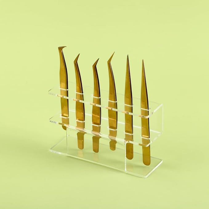 Acrylic Tweezers Holder, 6 Holes Tweezers Stand Display Organizer for Eyelash Extension Supplies Accessories Grafting Beauty Tools (6 Holes Transparent)