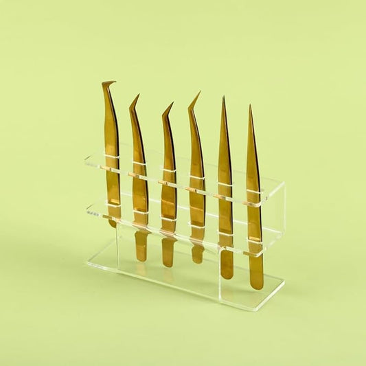 Acrylic Tweezers Holder, 6 Holes Tweezers Stand Display Organizer for Eyelash Extension Supplies Accessories Grafting Beauty Tools (6 Holes Transparent)
