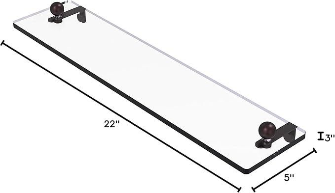 Allied Brass PR-1/22-ABZ 22 Inch Vanity Beveled Edges Glass Shelf, 22-Inch, Antique Bronze
