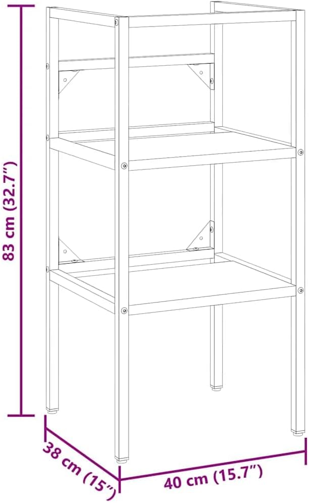 vidaXL Black Iron Bathroom Washbasin Frame - Durable Powder-Coated Console Sink Stand with Storage Space and Easy-Clean Surface, 15.7"x15"x32.7"