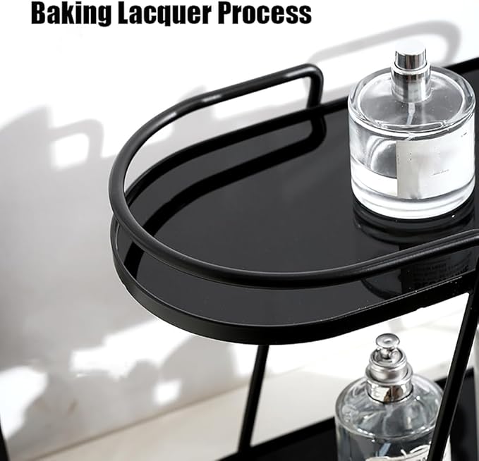 2-Tier Bathroom Organizer Countertop,Spice Rack Organizer,Cosmetics Storage Shelf, Acrylic Standing Holder,Black