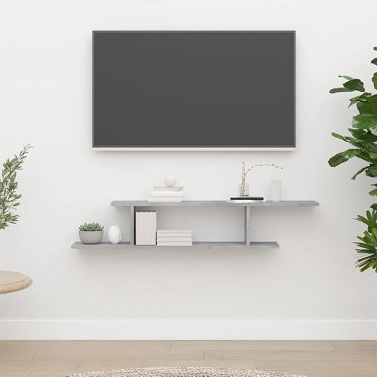 Wall Mount TV Shelf Concrete Gray 49.2 inch Floating Media Console for Living Room Bedroom Modern Entertainment Center with 88lb Capacity Engineered Wood Storage Rack