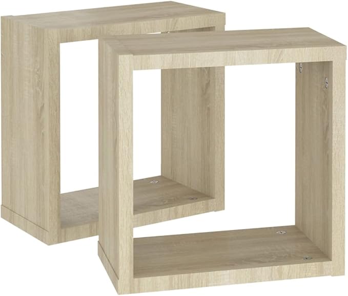Wall Cube Shelves 2 Pack Sonoma Oak Floating Shelves 11.8x5.9x11.8 Inches for Living Room Bedroom Kitchen Display Storage Organizer Modern Wood Shelving