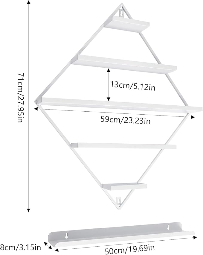 Wall-Mounted Nail Polish Rack, Set of 4 Rhombus White Nail Polish Shelf Lipstick Perfume Cosmetic Display Shelf for Home Spa Nail Salon Shop