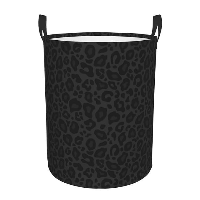Animal Leopard Print Round Laundry Hamper Storage Basket Toys Clothes Organizer Bin For Home Bathroom Bedroom Dorm Nursery, 38l