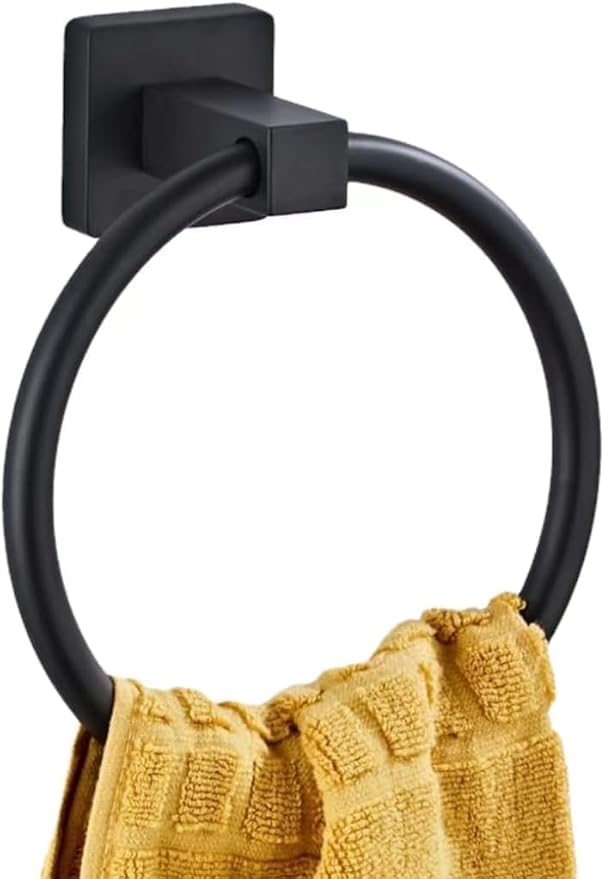 Towel Ring, Stainless Steel Hand Towel Holder,Modern Round Wall Hand Bathroom Washcloth Holder for Bathroom Kitchen,Matte Black
