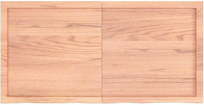 Light Brown Solid Oak Wood Bathroom Vanity Top 47.2"x23.6"x(0.8"-1.6") with Varnished Surface and Live Edge Handmade for Shelf or Desk