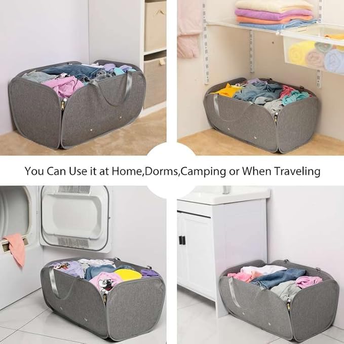 Tear Proof Pop Up Laundry Hampers, with Strong Handles Laundry Hamper, Easy to Carry & Go Up and Down Stairs, Honeycomb Mesh-Breathable, Easy to Collapsible Laundry Basket. (1.5 Loads)