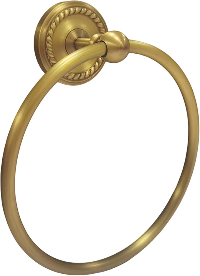 Towel Ring Antique Brass, Towel Holder for Bathroom Wall Mounted, Gold Hand Towel Ring, Round Towel Rack Hanger for Bath, Kitchen