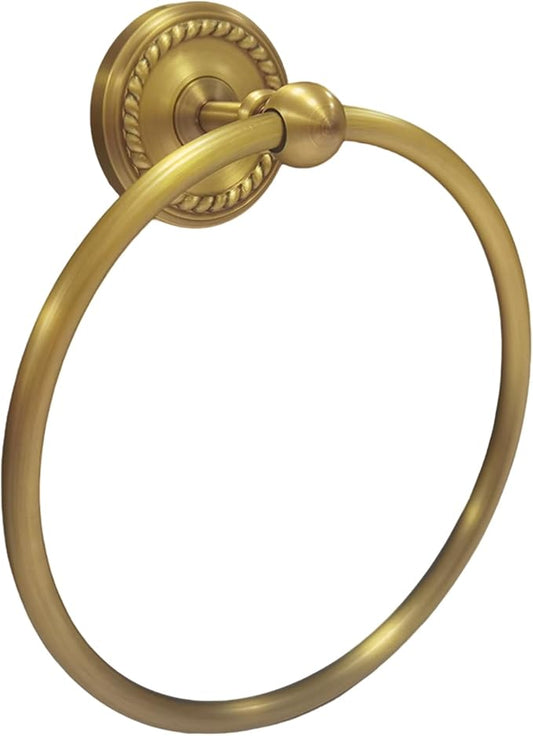 Towel Ring Antique Brass, Towel Holder for Bathroom Wall Mounted, Gold Hand Towel Ring, Round Towel Rack Hanger for Bath, Kitchen