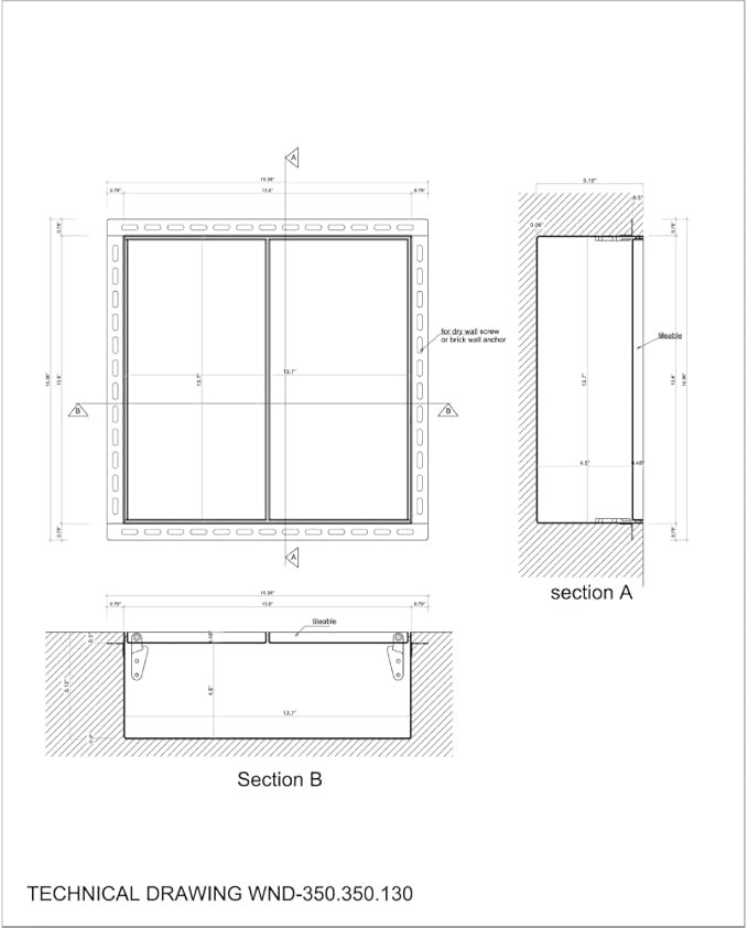 ZAVAK Recessed Wall Niche with Tileable Door in Bathroom, Double Door, Made from 304 Stainless Steel