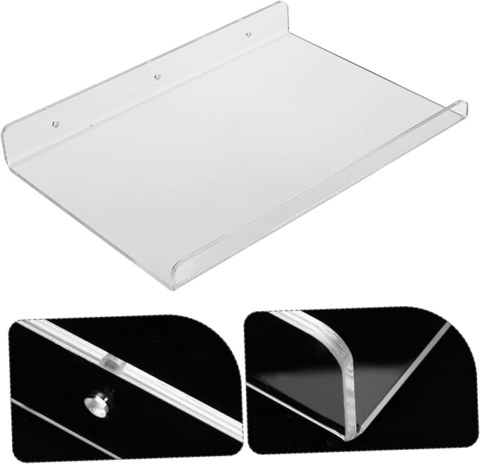 VOSAREA Floating Bathroom Shelf Clear Acrylic Wall-Mounted Storage Rack for Toiletries Cosmetics Small for Home Kitchen and Office Decor