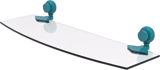 Allied Brass 433T/18-GLT Venus Collection 18 Inch Glass Shelf with Twist Accents, Glokzin Teal