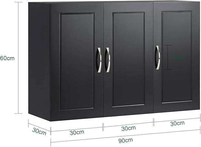 Haotian Wall Cabinet for Laundry Room, Storage Medicine Cabinet for Bathroom Kitchen Garage, Linen Tower Bath Cabinet, Floading Cabinet with Shelf, Black FRG231-L-SCH