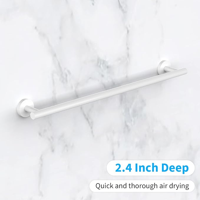 Cilee 2 Pieces White Bathroom Towel Bar, 24 Inch Double Towel Racks,Bathroom Towel Holder Towel Hanger for Bathroom Stainless Steel Wall Mount