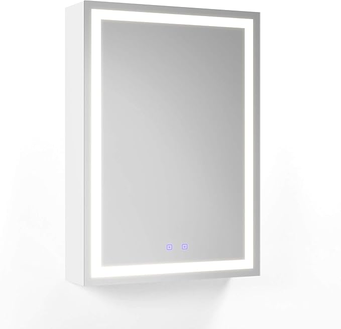20x28 Inch LED Medicine Cabinet with Mirror - Lighted Bathroom Cabinet with 3 Color Modes (3000-6500K), Touch Dimmer, 2 Adjustable Shelves - Recessed or Surface Mount - Fab Glass and Mirror