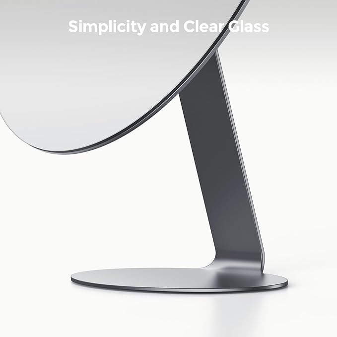 NEZZOE Oval Makeup Mirror for Desk, 12 Inch Frameless Metal Standing Table Top Mirror, Adjustable Angle