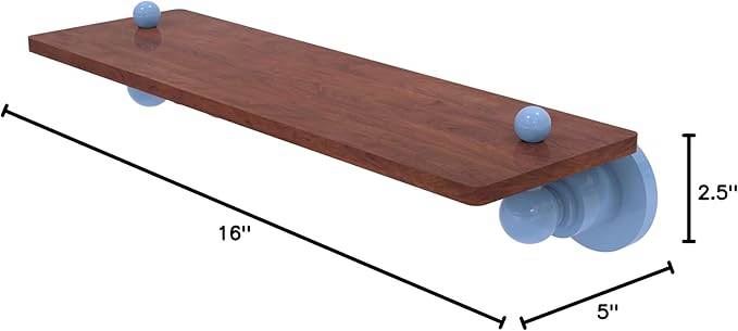 Allied Brass AP-1-16-IRW-FTB Astor Place Collection 16 Inch Solid IPE Ironwood Shelf, Flat Troll Blue