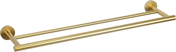 SEIDO Double Towel Bar for Bathroom Wall 24”L, 304 Stainless Steel Gold Towel Bar, 2-Bar Design Bathroom Towel Rack, Brushed Gold, 24 inch