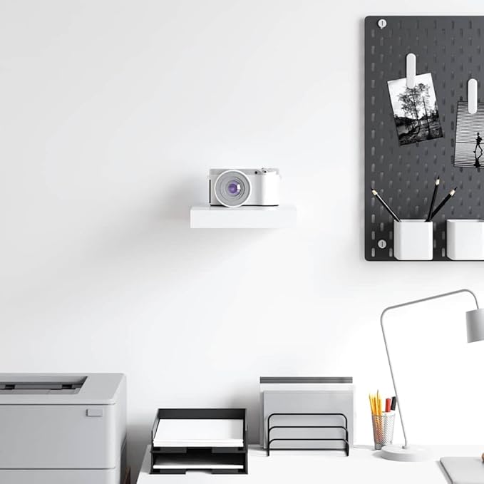 Honeycomb Wall Shelf, Decorative Floating Shelves for Living Room Bedroom, Modern White Display Shelf with Sturdy Mounting Hardware, 9.1 x 9.3 x 1.5 in