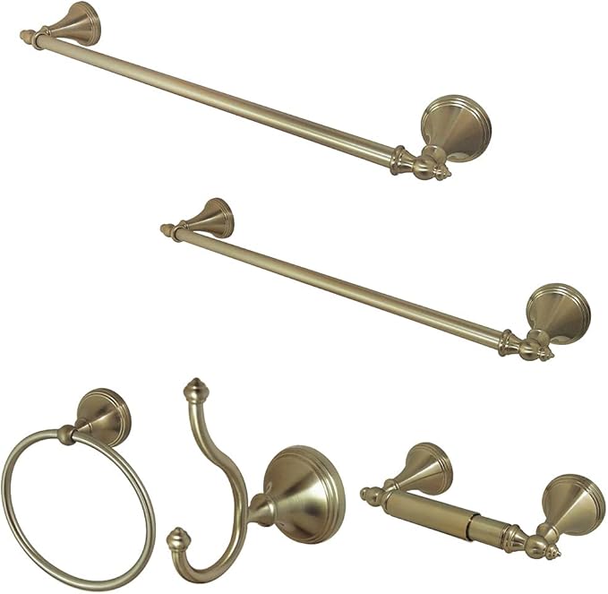 Kingston Brass BAHK1612478SN Naples Bathroom Hardware Set, Brushed Nickel 27.56 x 6.13 x 2.25