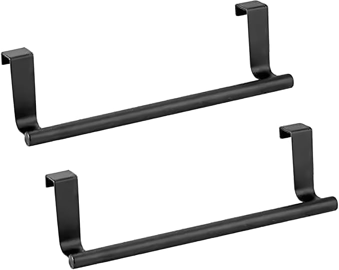 2Pack 9Inch Stainless Steel Over Cabinet Door Towel Bar Holders(Black)