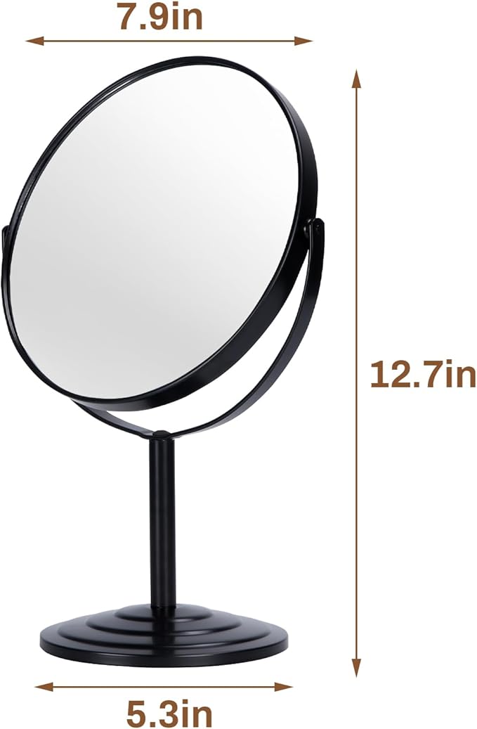 1X 3X Magnifying Makeup Mirror Vanity Mirror for Tabletop Desk, Black Standing Bathroom Cosmetic Mirror, Portable Double Sided Magnification Mirror