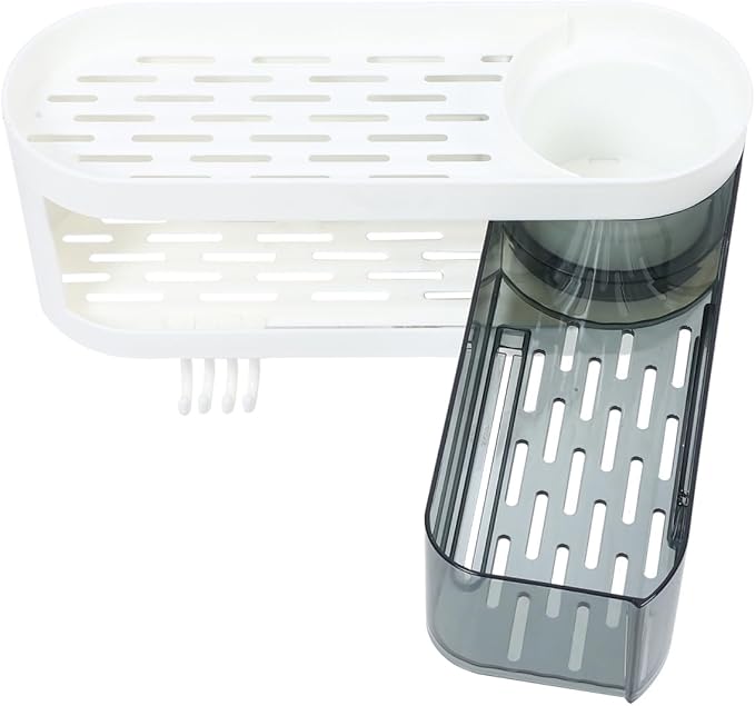 PRETYZOOM Wall Mounted Bathroom Shelf Storage Rack Plastic Wall Shelves with Hooks Multifunctional Kitchen Organizer for Home Random Color