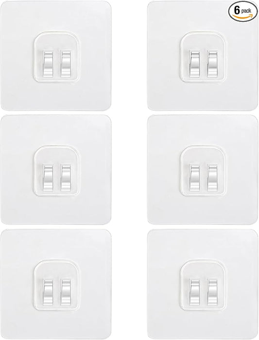 6 Pack Shower Caddy Adhesive Replacement, Extra Thick Bath Toy Storage Replacements, Waterproof Adhesive Hooks Strips for Kitchen Racks, Bathroom Storage, Shower Basket & Soap Holder