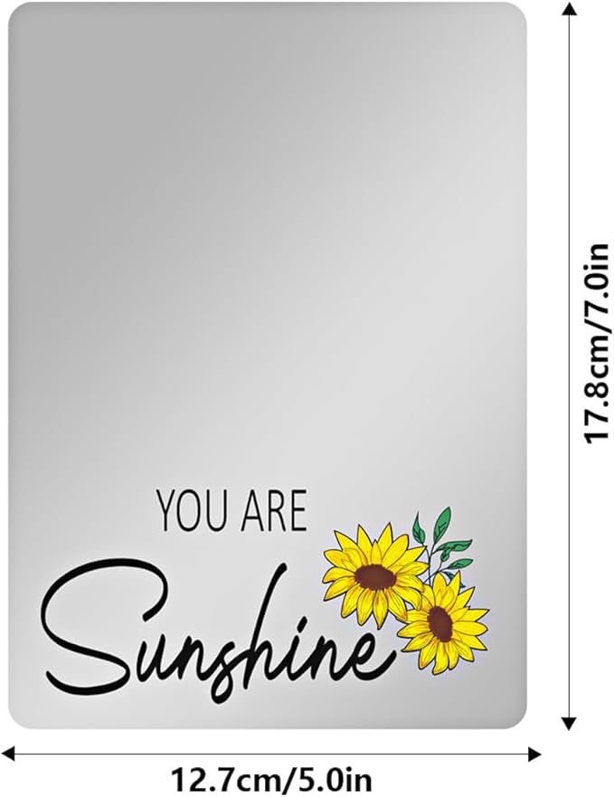 Magnetic Locker Mirror, Sunflower Decor Acrylic Mirror Magnetic Decorative Mirror, Personal Makeup Mirror Floral Magnetic Mirror for School Locker Refrigerator Office Bedroom Home Decor (Rectangular)